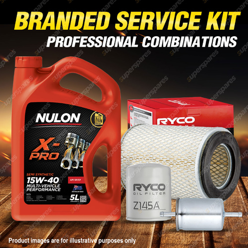 Ryco Oil Air Fuel Filter 5L XPR15W40 Oil Service Kit for Nissan Urvan E24 2.4L