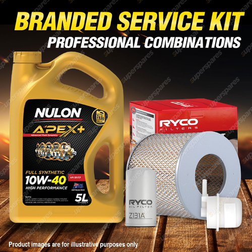 Ryco Oil Air Fuel Filter 5L APX10W40 Service Kit for Toyota Hilux RN85 RN90 2.4