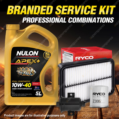 Ryco Oil Air Fuel Filter 5L APX10W40 Eng Oil Service Kit for Holden Nova LF 1.8L