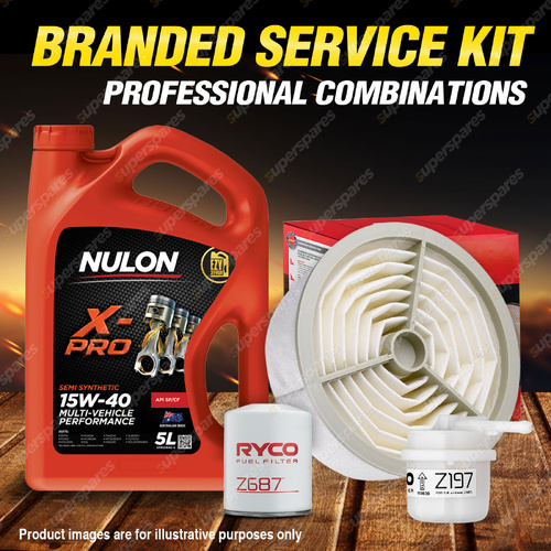 Ryco Oil Air Fuel Filter 5L XPR15W40 Service Kit for Toyota LiteAce YM40 YM41
