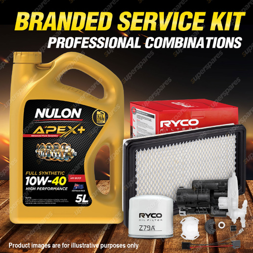 Ryco Oil Air Fuel Filter 5L APX10W40 Oil Service Kit for Ford Laser KN 1.6L 1.8L