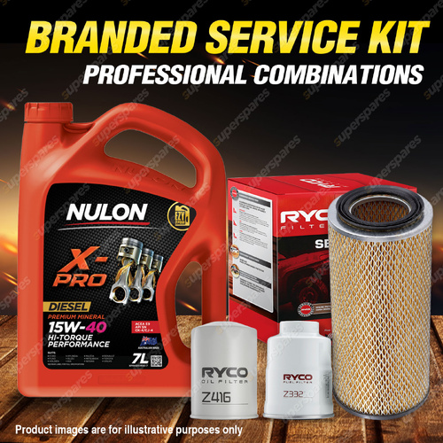 Ryco Oil Air Fuel Filter 7L XPRHD15W40 Service Kit for Nissan Patrol GQ 2.8L TD
