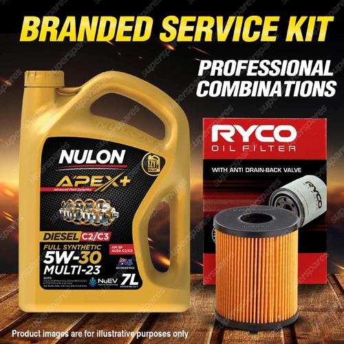 Ryco Oil Filter 7L APX5W30C23 Engine Oil Service Kit for Fiat 500 150 1.3L 08-On