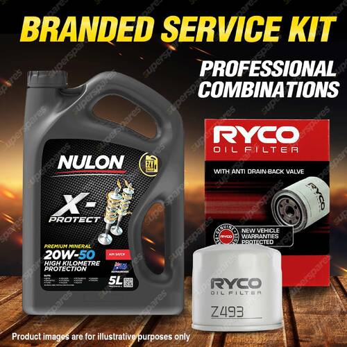 Ryco Oil Filter 5L PRO20W50 Eng. Oil Service Kit for Subaru Leone Rx Vortex AX4