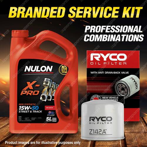 Ryco Oil Filter Nulon 5L XPR15W50 Engine Oil Kit for Mitsubishi Starion JB JA
