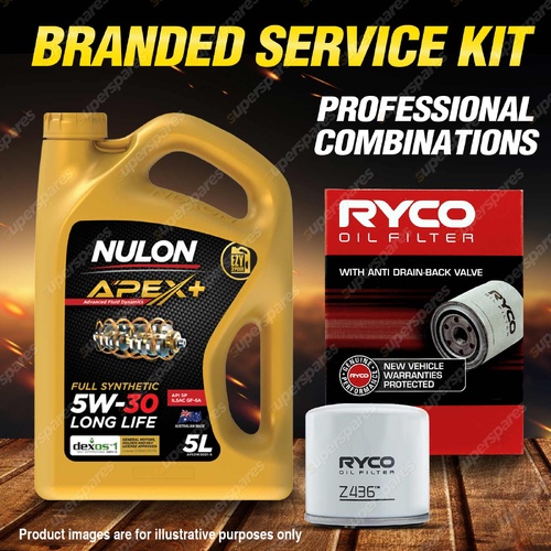 Ryco Oil Filter Nulon 5L APX5W30D1 Engine Oil Kit for Mazda 2 3 6 MX5 RX8