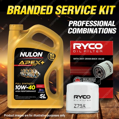 Ryco Oil Filter Nulon 5L APX10W40 Oil Service Kit for Mitsubishi Pajero NM NP