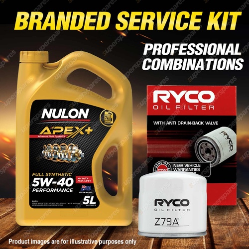 Ryco Oil Filter Nulon 5L APX5W40 Eng Oil Service Kit for Hyundai Tucson TLE 1.6L