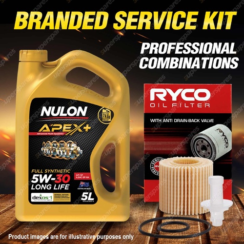 Ryco Oil Filter Nulon 5L APX5W30D1 Eng. Oil Service Kit for Toyota Rav 4 ZSA42R