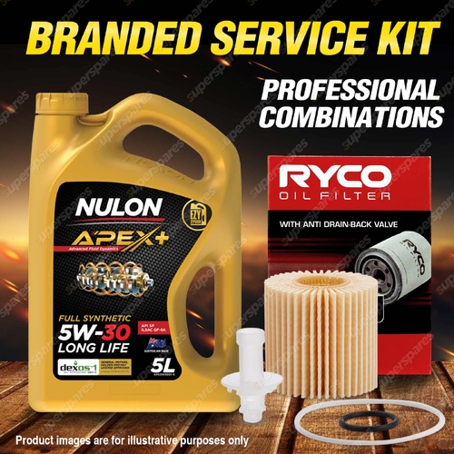 Ryco Oil Filter 5L APX5W30D1 Eng Oil Service Kit for Toyota Kluger GSU50R GSU55R