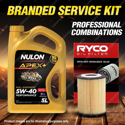 Ryco Oil Filter Nulon 5L APX5W40 Oil Service Kit for Holden Combo Van 1.4L XC