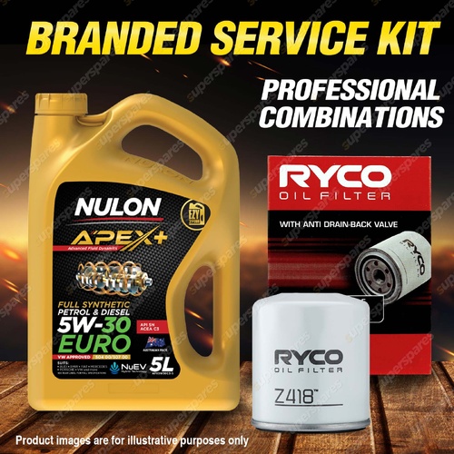 Ryco Oil Filter Nulon 5L APX5W30C3 Eng Oil Service Kit for Jeep Cherokee KJ 2.4L