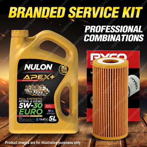 Ryco Oil Filter Nulon 5L APX5W30C3 Oil Service Kit for Audi Q3 8U Q5 8R S3 8V