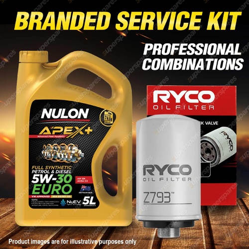 Ryco Oil Filter Nulon 5L APX5W30C3 Oil Service Kit for Audi Q3 8U Q5 8R TT 8J