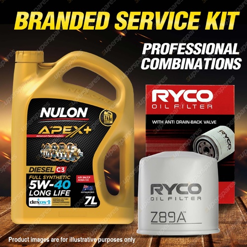 Ryco Oil Filter 7L APX5W40D2 Eng Oil Service Kit for Nissan Navara D40 2.5 05-06
