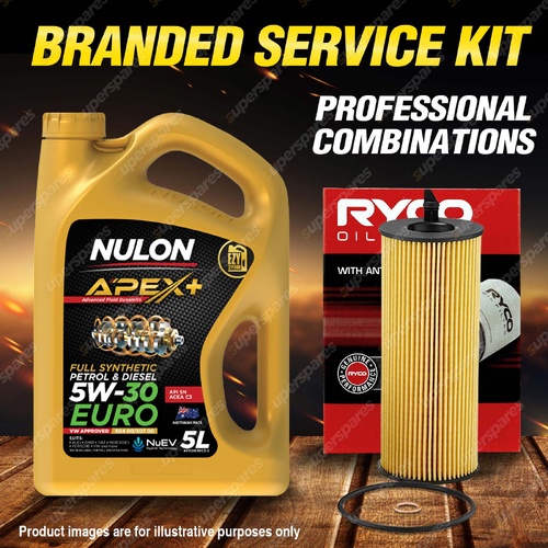 Ryco Oil Filter Nulon 5L APX5W30C3 Eng Oil Service Kit for BMW 320D E90 520D E60