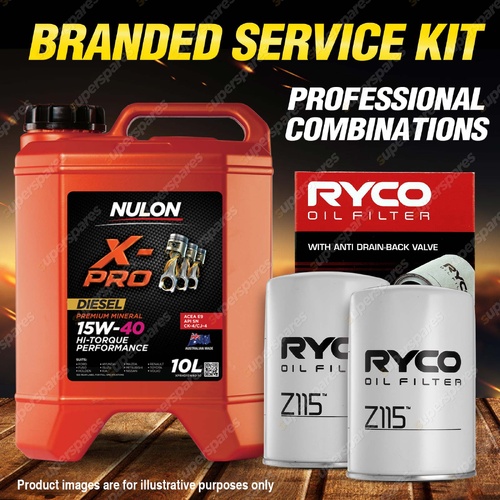 Ryco Oil Filter Nulon 10L XPRHD15W40 Eng Oil Service Kit for Nissan Patrol GQ RX