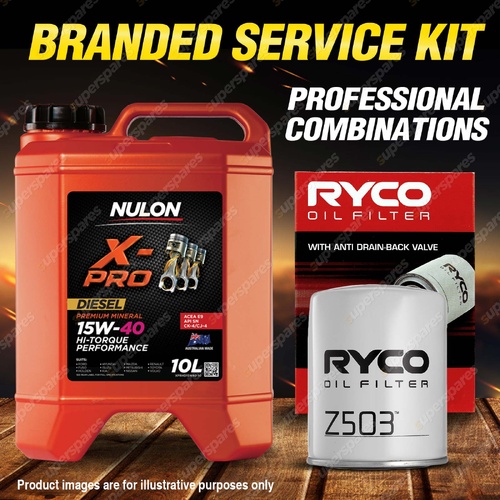 Ryco Oil Filter 10L XPRHD15W40 Eng. Oil Service Kit for Nissan Navara D22 3.2L D