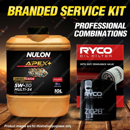 Ryco Oil Filter 10L APX5W30C34 Eng Oil Service Kit for Nissan Navara D40 3.0L V6