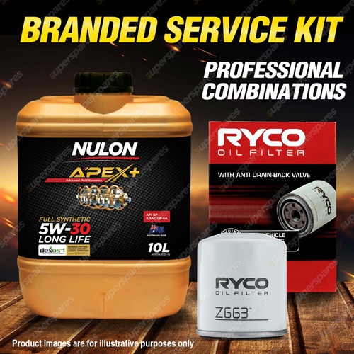 Ryco Oil Filter Nulon 10L APX5W30D1 Eng. Oil Service Kit for Holden Commodore VF