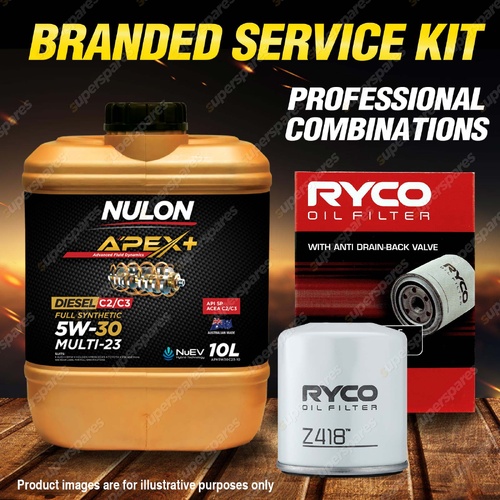 Ryco Oil Filter 10L APX5W30C23 Eng. Oil Service Kit for Toyota Fortuner GUN156R