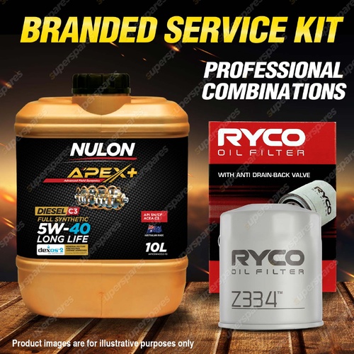 Ryco Oil Filter 10L APX5W40D2 Service Kit for Toyota Landcruiser Prado KZJ120