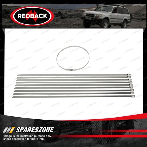 10 Pcs Redback Stainless Steel Cable Ties - Zip Strap Locking Wrap 450mm x 8mm