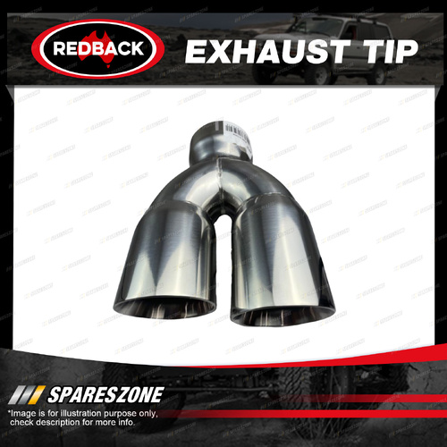 Redback Dual Exhaust Tip Y-Piece - Left Angle Cut Double Wall 304 Stainless