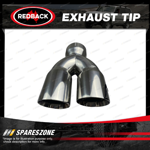 Redback Dual Exhaust Tip Y-Piece - Right Angle Cut Double Wall 304 Stainless