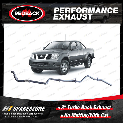 Redback 3" Exhaust No Muffler With Cat for Nissan Navara D40 2.5L 01/07-10/15