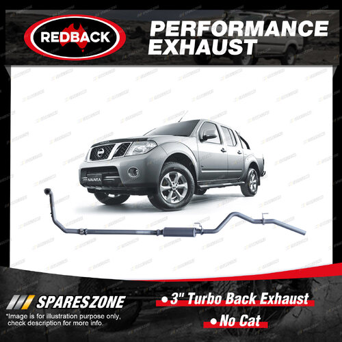 Redback 3" Exhaust No Cat for Nissan Navara D40 3.0L V9X Diesel 01/2011-07/2015