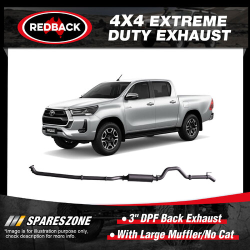 Redback 3" DPF Back Exhaust With Large Muffler No Cat for Toyota Hilux GUN126R