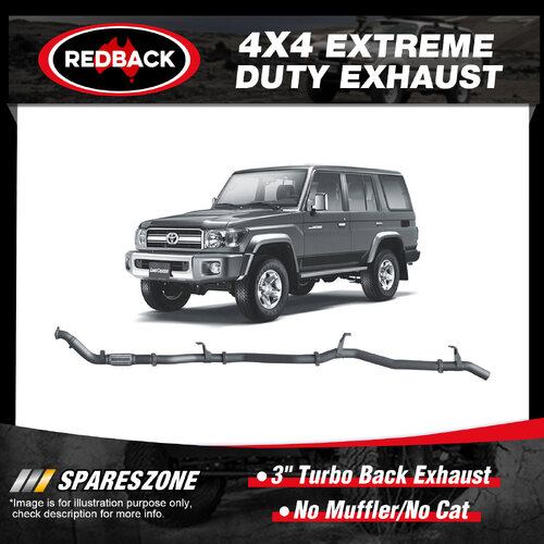 Redback 3" Exhaust No Muffler & Cat for Toyota Landcruiser VDJ76R 01/2007-On
