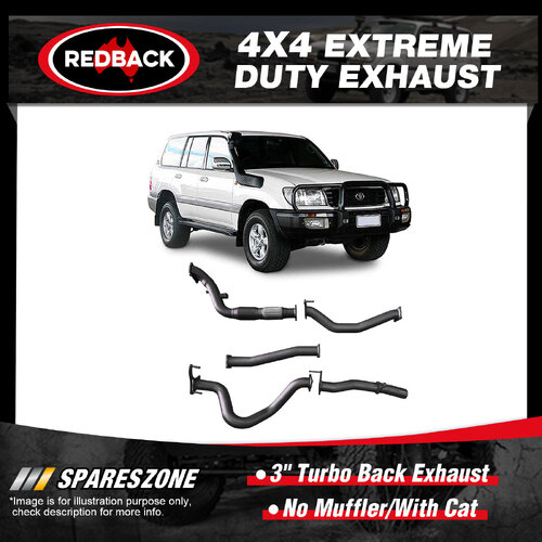 Redback 3" Exhaust No Muffler With Cat for Toyota Landcruiser HDJ100R 98-07