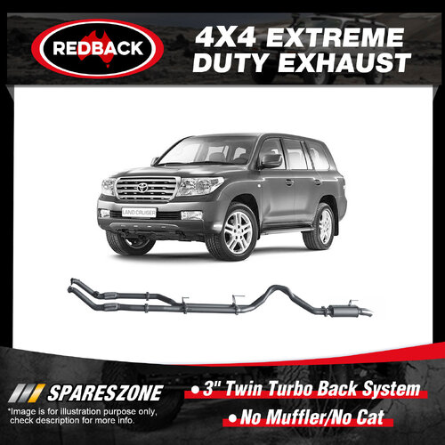 Redback 3" Exhaust No Muffle & Cat for Toyota Landcruiser VDJ200R 4.5L 07-15
