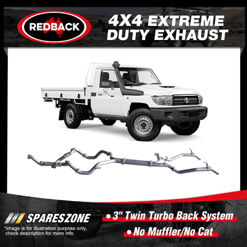 Redback 3" Exhaust No Muffler No Cat for Toyota Landcruiser VDJ79R TD 4.5L 07-On