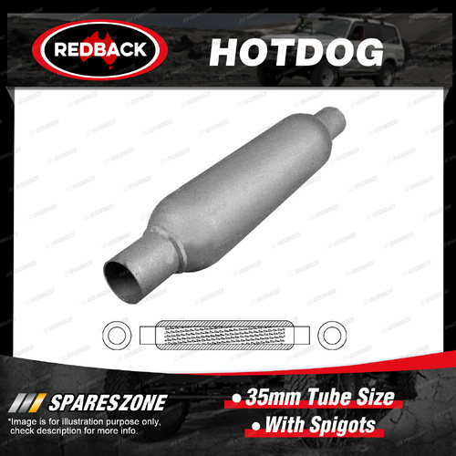 Redback Hotdog - 3" Round 6" Long 1 3/8" Inlet Louvered and Baffled With Spigots