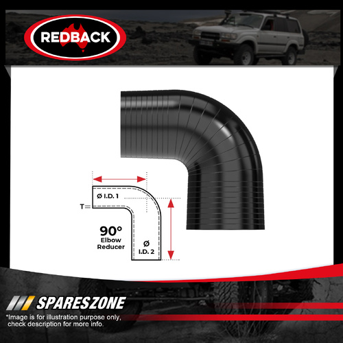 Redback 2" in 3" out Silicone Hose - 90 Degree Bend Reducer Thickness 4mm Black