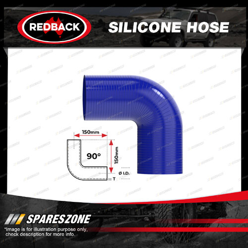 1 pc Redback 3-1/8" Silicone Hose - 90 Degree Bend Blue Chemical Resistance