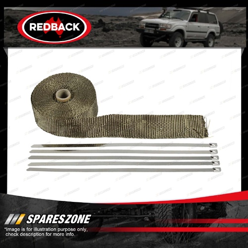 Redback Exhaust Heat Tape - Glass Black 51mm x 2mm x 10m with 5 Cable Ties