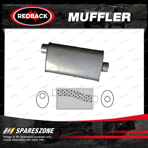Redback Universal Muffler - 10" x 4" Oval 14" Long 2" Offset/Centre Megaflow