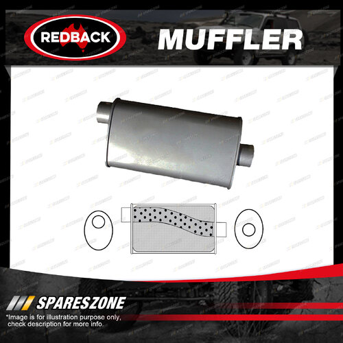 Redback Universal Muffler - 10" x 4" Oval 12" Long 2 1/4" Offset/Centre Megaflow