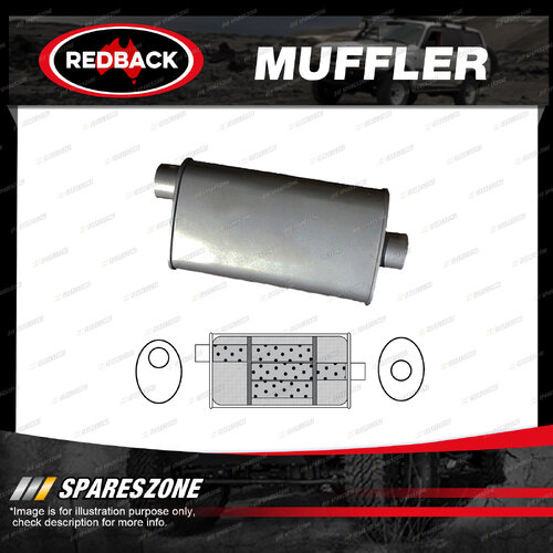 Redback Universal Muffler - 10" x 4" Oval 14" Long 2 1/4" Offset/Centre Triflow