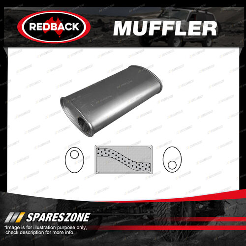 Redback Universal Muffler - 10"x4" Oval 14" Long 2 1/2" O/O Megaflow No Spigots