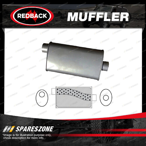 Redback Universal Muffler - 11" x 6" Oval 18" Long 2 1/2" Offset/Centre Megaflow