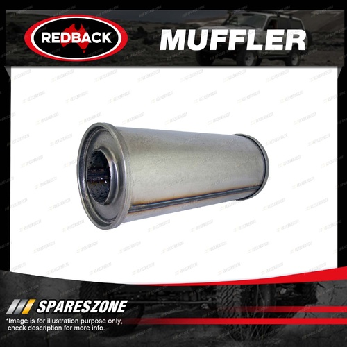 Redback Resonator - 2.5" Inlet 5" Round 12" Long Megaflow 409 Stainless Steel