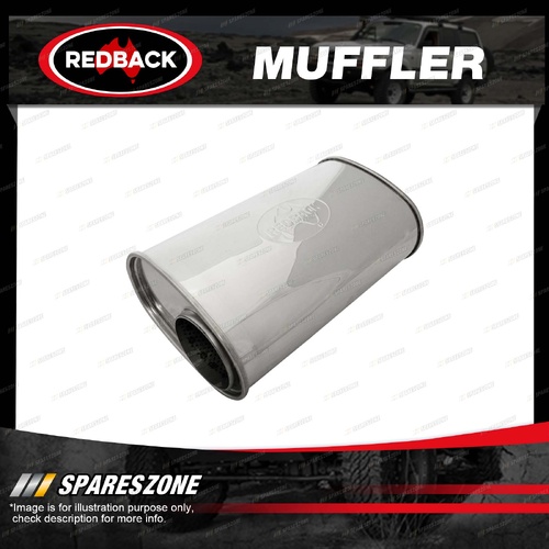 Redback Muffler - 9" x 5" Oval 14" Long 3 1/2" Offset/Centre Without Spigots