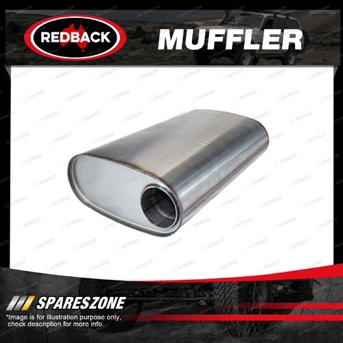 Redback Muffler - 11 x 6 Oval 409 Tri Flow 3" Inlet 18" Long Offset/Centre