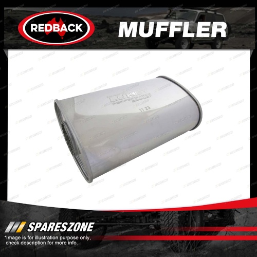Redback Muffler - 2" 8"x4" 14" O/O Lukey Turbo Triple Flow Without Spigots