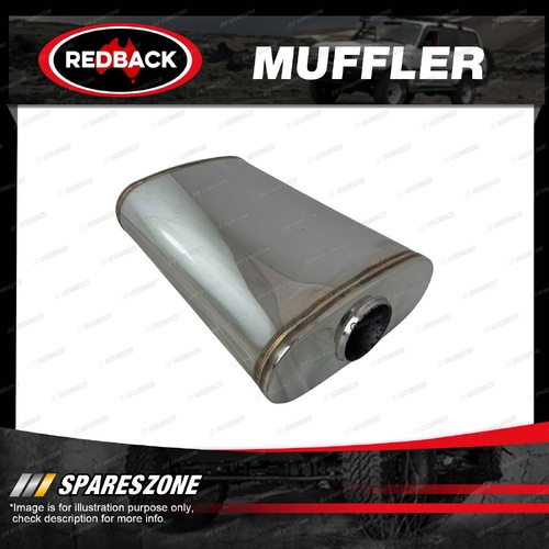 Redback 2 1/2" Megaflow Muffler - 9x4" Oval 14" Long O/C 304 Stainless Steel